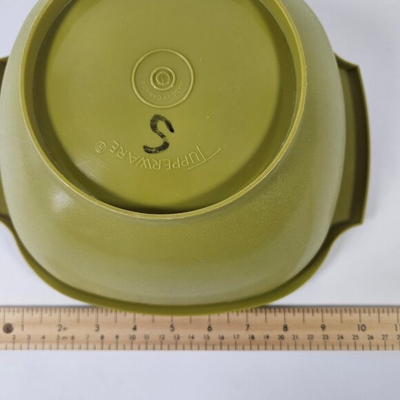 VTG Tupperware Servalier Bowl 858-1 W/ Lid 859-1 Avocado Green Made In Canada - Picture 11 of 13